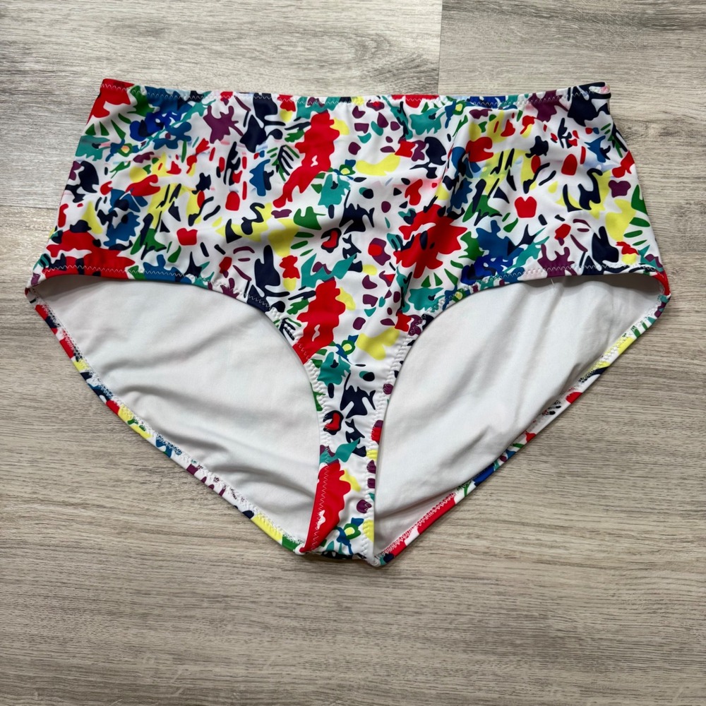 Kirkland‎ Signature Womens 2XL High Waisted Bikini Bottoms Abstract Floral Multi